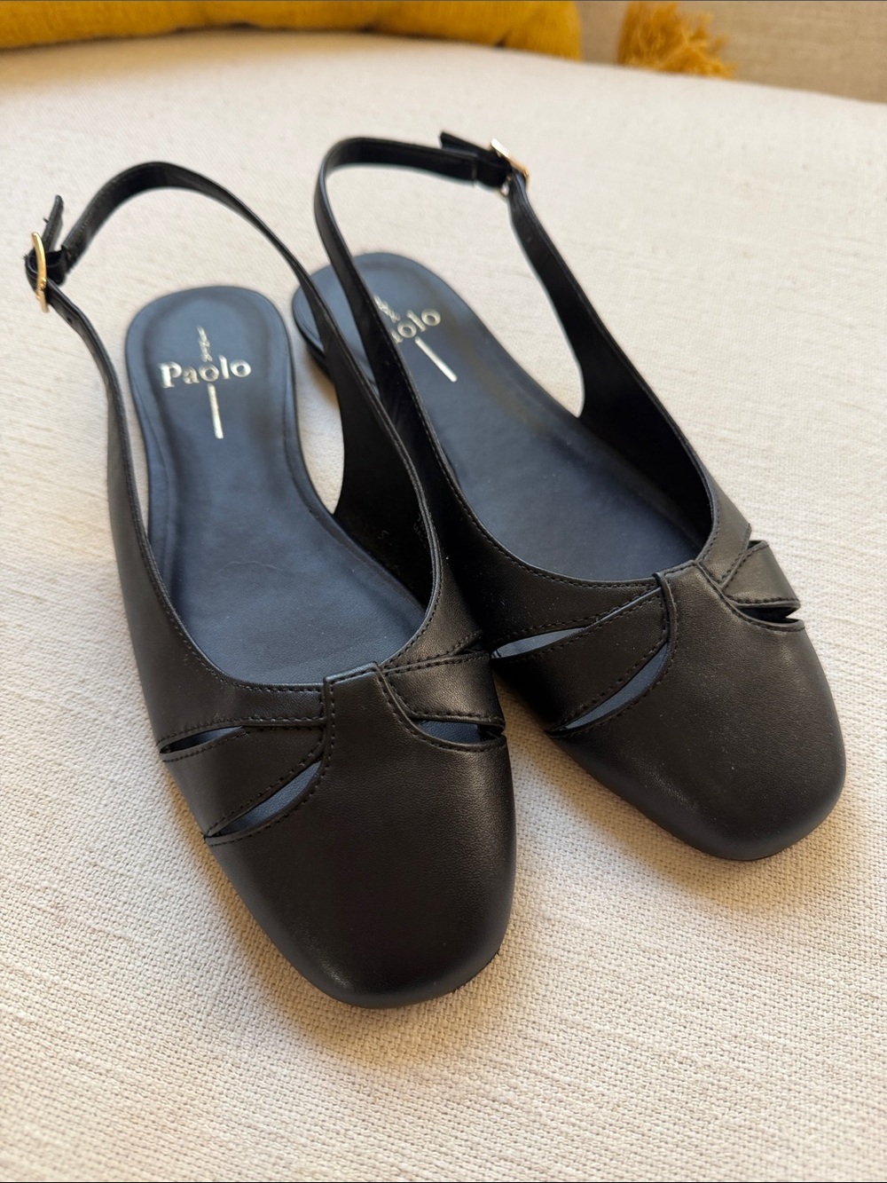 Linea Paolo Black Leather Slingback Mules